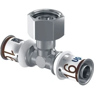 Afbeelding van Uponor S Press Plus perskoppeling Ø16x1/2&quot;x16 T stuk binnendraad Geberit inbouwreservoir. Artikelnr: 1070659