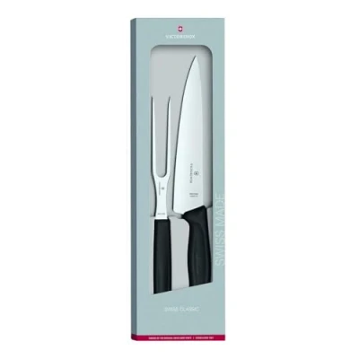 Afbeelding van Victorinox, 6.7133.2G, Swiss Classic, Tranchier Set, 2 teilig, Extra scharfe Klinge, robuster Kunststoff Griff, Schwarz, Made in Switzerland, Spülmaschinengeeignet
