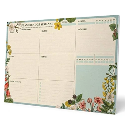 Afbeelding van Kokonote A4 Weekplanner Botanical Bureauplanner met 54 afscheurbare vellen Tafelkalender Spaans