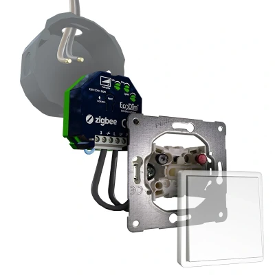 Afbeelding van PEHA led tastdimmer Zigbee 0 250W, inbouw, kleine inbouwdiepte, 2 draads en 3 draads, ECO DIM.10 + pulsdrukker