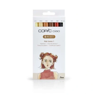 Afbeelding van COPIC Ciao Marker Set Hair Tones 1 met 5 markers en Multiliner 0,3 mm, voor schetsen, strips scrapbooking