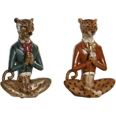 Afbeelding van Decoratieve figuren DKD Home Decor Blauw Bruin Gouden Luipaard 16 x 9,5 23 cm (2 Stuks)