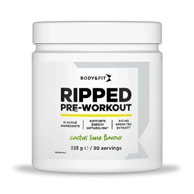 Afbeelding van Body &amp; Fit Ripped Pre Workout Cactus Limoen Poeder 30 doseringen (225 gram)