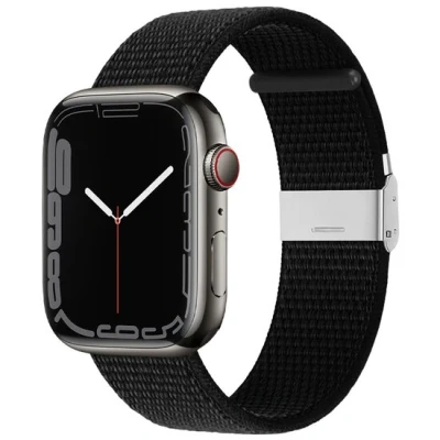 Afbeelding van Apple Watch Nylon bandje met klemsluiting Zwart Geschikt voor 38mm / 40mm 41mm