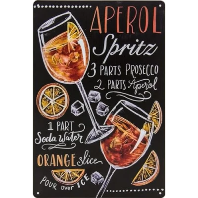 Afbeelding van 30 x 20 cm Retro blikken bord, bar cocktail recept, Summer Feeling Aperol Spritz Prosecco