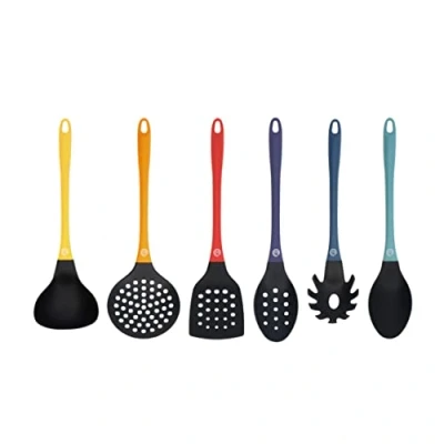 Afbeelding van MasterChef Keukengerei Set 6 delig kookgereedschap gemaakt van niet kras, hittebestendig materiaal met stijlvolle veelkleurige soft touch handgrepen
