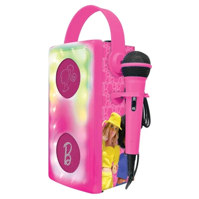 Afbeelding van Lexibook, Barbie, Draadloze Bluetooth® luidspreker met microfoon, Meerkleurige lichteffecten, SD/TF kaartsleuf, Oplaadbare batterij, Roze, BTP185BBZ