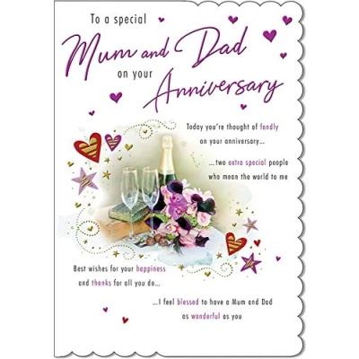 Afbeelding van Piccadilly Greetings Traditionele Annivesary Card Mum &amp; Dad 9 x 6 inch