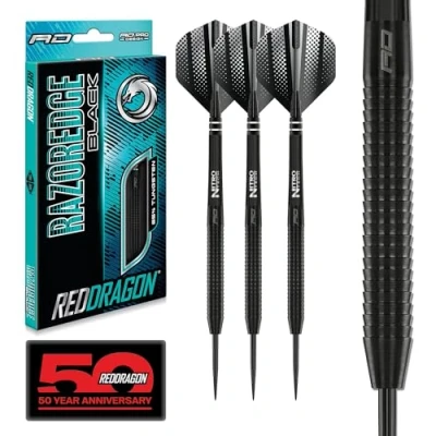 Afbeelding van RED DRAGON Razor Edge Black: Steeltip Tungsten Dartpijlen Professioneel 24 gram