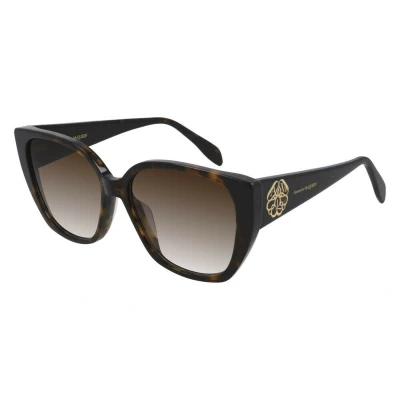 Afbeelding van Alexander McQueen Cat Eye Dames Donker Havana Bruin Kleurverloop AM0284S