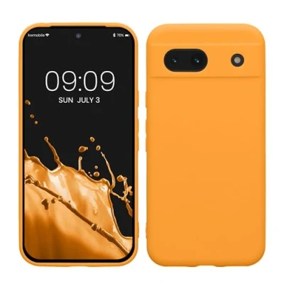 Afbeelding van kwmobile telefoonhoesje geschikt voor Google Pixel 8a Hoesje smartphone Precisie camera uitsnede In fruitig oranje