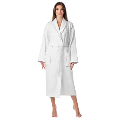 Afbeelding van Ladeheid Dames Badjas van 100% Katoen LA40 227 (Wit (P01), M)