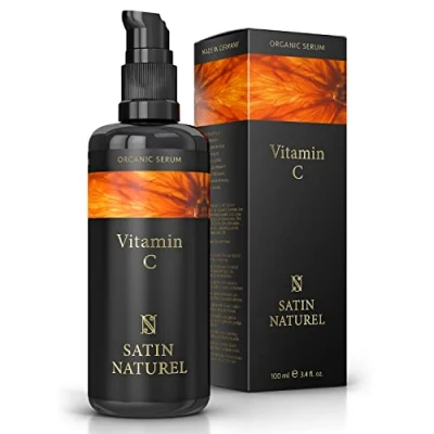 Afbeelding van Satin Naturel Bio Vitamine C serum Vegan Gezichtsverzorging met Hyaluronzuur en Aloe Vera, Anti Aging voor vrouwen tegen donkere kringen, hydrateert beschermt gezicht huid, 100 ml