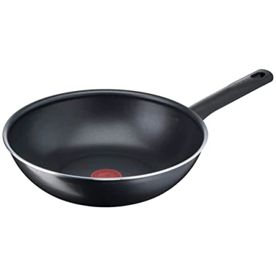 Afbeelding van Tefal Wokpan van 28 cm, 6 tot 8 personen, geen inductie, antiaanbaklaag, resistent, gemakkelijk te reinigen, hoge prestaties, thermosignaal, gemaakt in Frankrijk, dag na B56419AZ