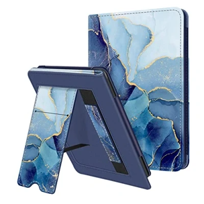 Afbeelding van Fintie Hoes voor de nieuwe Kindle (11e generatie 2022) met 6 inch display kickstand beschermhoes kaartenvak handlus en automatische slaap/waakfunctie, oceaan marmer
