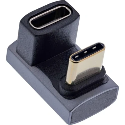 Afbeelding van InLine USB4 Adapter, USB C stekker/aansluiting 180, aluminium, Grijs (USB Type C), Data + Video