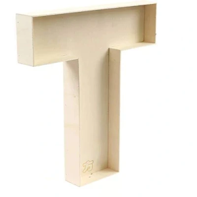 Afbeelding van 22cm Houten Letters Onvoltooide vulbare Letter T
