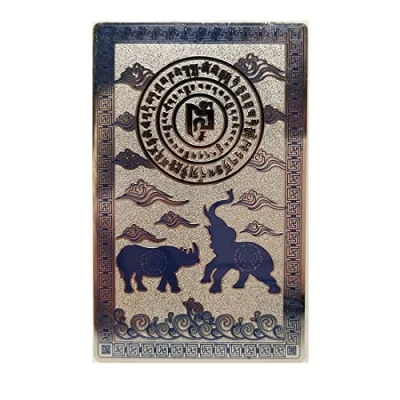 Afbeelding van Feng Shui Blauwe Neushoorn Olifant Anti Inbraak Talisman Kaart