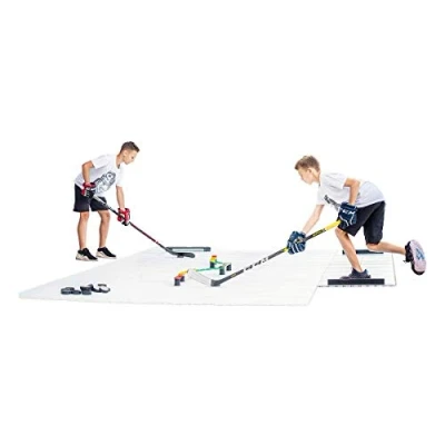 Afbeelding van Hockey Revolution Tiles 8 Duurzame gladde droogband in elkaar grijpende vloeren, licht en verstelbaar, synthetisch ijs super glide oppervlak voor binnen buiten (0,9 m2) Hockeytegels