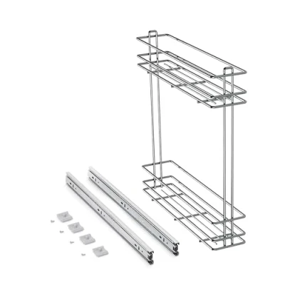 Afbeelding van Emuca Flessenrek uitschuifbaar voor keukenmeubels, zijmontage, Module 150mm, Verchroomd, Staal
