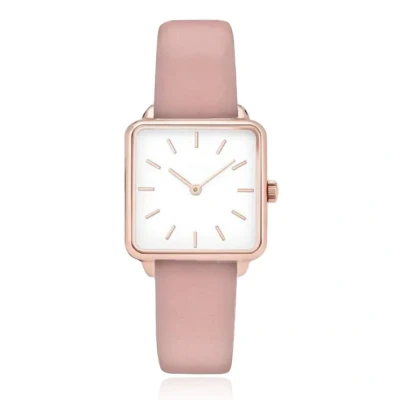 Afbeelding van LGT JWLS Dameshorloge &#039;Square&#039; Roze Lederen Band, Wit Uurwerk, Rose Gouden Kast