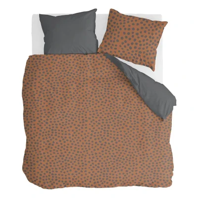 Afbeelding van Walra Dekbedovertrek Spots &amp; Dots Cognac 200x220 cm 2 Persoons Dubbele doorlopende instopstrook 100% Renforcé katoen