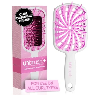 Afbeelding van FHI Heat UNbrush Plus Krullende haarborstel voor zacht en effectief ontwarren op natte of droge breekbare haartypes Ontklitterborstel met 84 UltraFlex borstelharen, ultralicht, geventileerd,