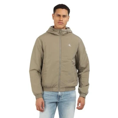 Afbeelding van Calvin Klein Jeans Heren gewatteerde capuchon HARRINGTON J30J325596, andere jassen, grijs, XS, Grijs (Brindle), XS