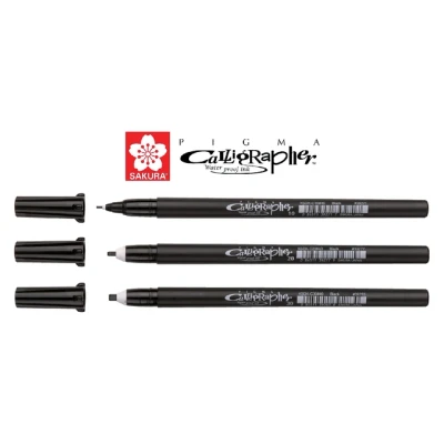 Afbeelding van Kalligrafiepennen set Sakura Pigma 3 breedtes zwart