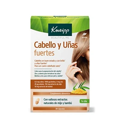 Afbeelding van Kneipp Sterk haar en nagels, voedingssupplementen met biotine, selenium, koper, zink, gierst bamboe, vitaminen voor haar, multivitaminen vrouwen, 30 capsules