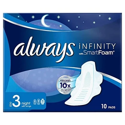 Afbeelding van Always Infinity Night (maat 3) maandverband met vleugels, 10 per verpakking (4 stuks)