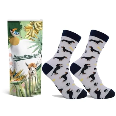 Afbeelding van llamabanana® Katoenen sokken voor heren, premium kwaliteit en kleurrijke designs (DE/NL/SE/PL, Numeriek, 41, 45, Regular, Teckel)