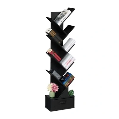 Afbeelding van boekenkast boomvorm 9 etages 146 x 38 22 cm zwart