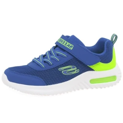 Afbeelding van Skechers GORE Strap Overlays Midsole TECH Piece Sneakers laag voor kinderen, Maat: 33, Blue/lime Textiel/ synthetisch