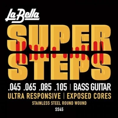 Afbeelding van La Bella SS45 bas snaren 45 105 Super Steps Snarenset voor 4 string basgitaar