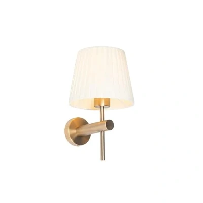 Afbeelding van QAZQA Moderne wandlamp wit met brons Pluk