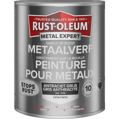 Afbeelding van rust oleum metal expert metaalverf satin ral 7016 750 ml