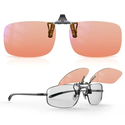 Afbeelding van Goiteia FL Rose migraine Clip op bril Amber on blauw licht blokkerende voor ogen spanning/lichtgevoelige/fluorescerende LED verlichting/computerscherm verblinding