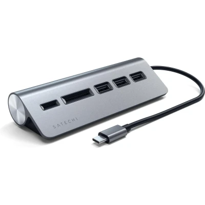 Afbeelding van Satechi Type C Aluminium USB Hub &amp; Card Reader Space grijs ST TCHCRM