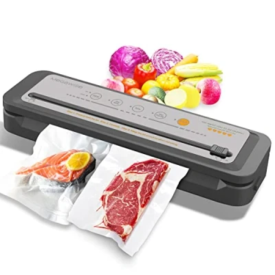Afbeelding van MegaWise Vacuüm Sealer Machine Krachtige 80kPa zuigkracht, ingebouwde snijder, One Touch bediening, inclusief 10 BPA vrije zakken, droge en vochtige modi, houdt voedsel 5x langer vers