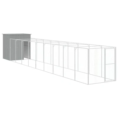 Afbeelding van vidaXL Hondenhok met ren 165x1.067x181 cm staal lichtgrijs