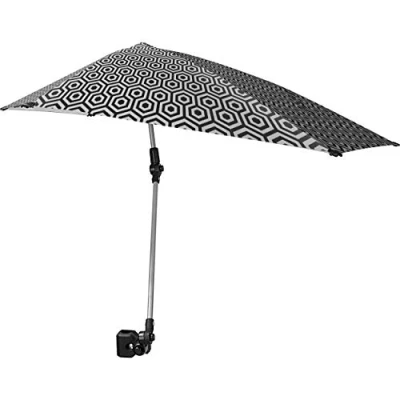 Afbeelding van Sport Brella Versa verstelbare paraplu, klem, 360 graden 4 voudig draaibaar en UPF 50+ voering, lichtgewicht eenvoudige installatie, regelmatig, Zwart/Wit, Medium,
