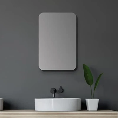 Afbeelding van Talos spiegelkast badkamer ovaal 40 x 60 cm met hoogwaardig aluminium corpus in mat zwart twee glazen planken