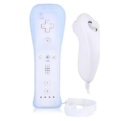 Afbeelding van OSTENT 2 in 1 Afstandsbediening Ingebouwde Motion Plus + Nunchuk voor Nintendo Wii Game Kleur Wit