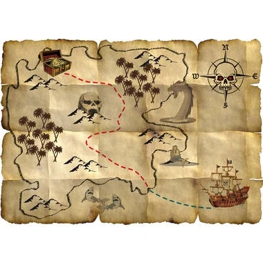 Afbeelding van Schatkaart Red Pirate 4 stuks