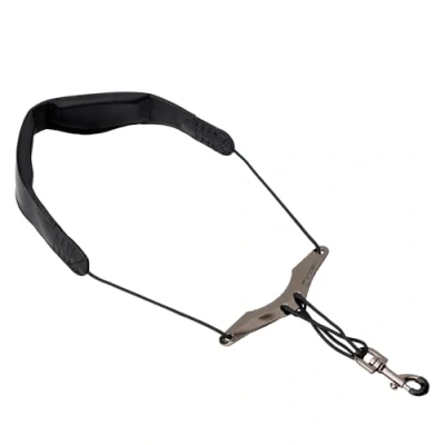Afbeelding van Protec LC310M 22&quot; Leer Minder Stress Sax Nekband met Metalen Snap Zwart