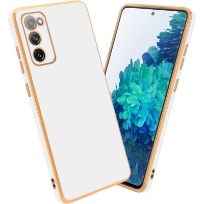 Afbeelding van Cadorabo Hoesje geschikt voor Samsung Galaxy S20 FE in Glossy Wit Goud Beschermhoes Case Cover van flexibel TPU silicone en met camerabescherming