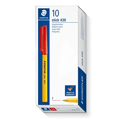 Afbeelding van STAEDTLER Medium Stick 430 F 2 Balpen Fijn, Rood, Doos van 10