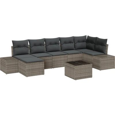 Afbeelding van vidaXL 7 delige Tuin Sofa Set met Kussens Zwart Poly Rattan