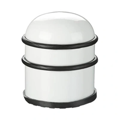 Afbeelding van Relaxdays deurstopper rond deurvastzetter rubber deurstop rvs deurbuffer hoog wit
